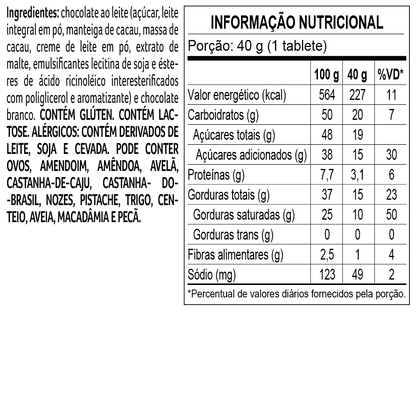 Kit 3x Tablete ao Leite Chocoarte Cacau Magia 40g